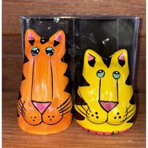 Catzilla Candace Reiter Salt Pepper Shakers Ceramic Orange Yellow Cat Vtg